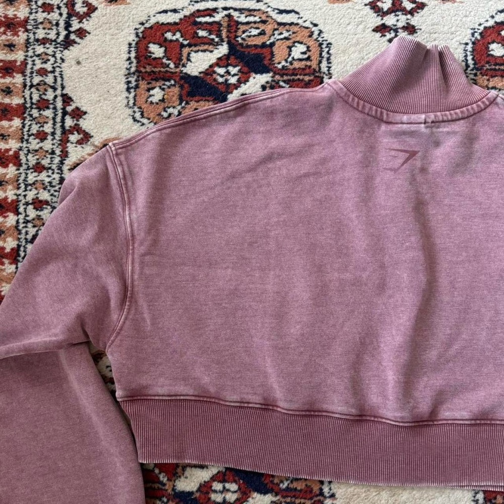 Gymshark Collegiate 1/4 Zip in Dusty Maroon - Picture 7 of 8